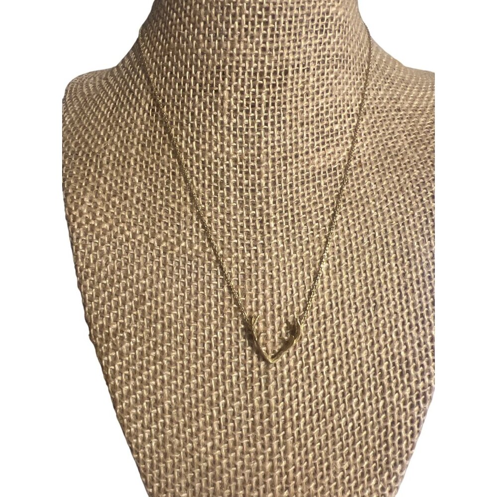 Dainty Gold Tone Antler Necklace Deer Rack Lobster Clasp Collar Minimalist 16"
